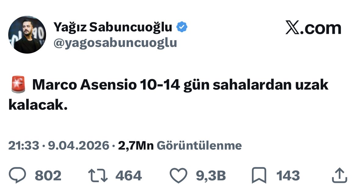 TOPRAKGN12's tweet photo. @yagosabuncuoglu Asensio şekerci olayı gibi olmasın bu https://t.co/ujnpkLBiYl