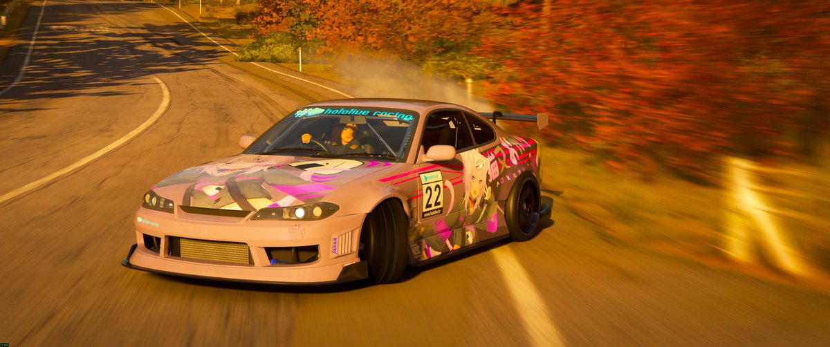 keitainoshi's tweet photo. tried making an Okayu itasha in FH6, never made one of these before and it’s obvious 
my main gpu died so i’ve had to swap to an older spare card, which is why the game looks so bad lol
#おかゆ ＃猫又おかゆ #ホロライブ https://t.co/9sKgoDrq1c