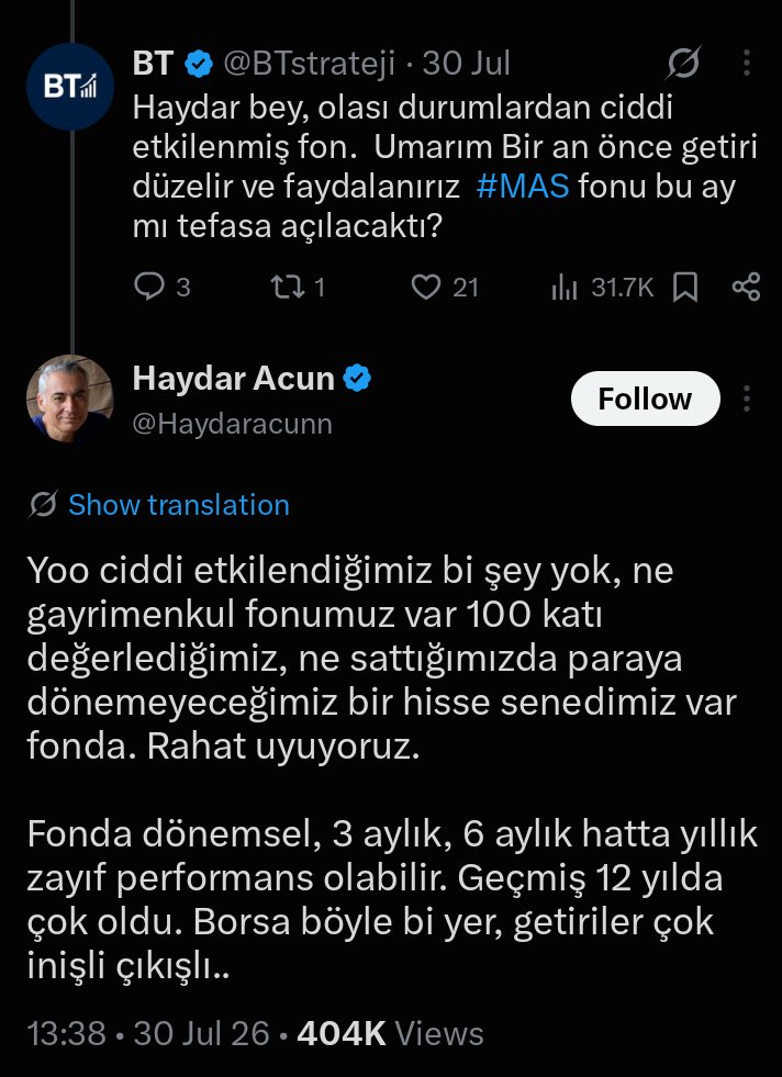 diver_orhan's tweet photo. @BirikimYolcusuu @laplace2011 @Haydaracunn Haydari yatırımcılarına karşı mahcup olması gerekirken böyle pişkin pişkin cevaplar veriyor bir de. Neyse ki gerçek yüzünü gördüm de ben kurtuldum fonundan https://t.co/6a33izjr8x