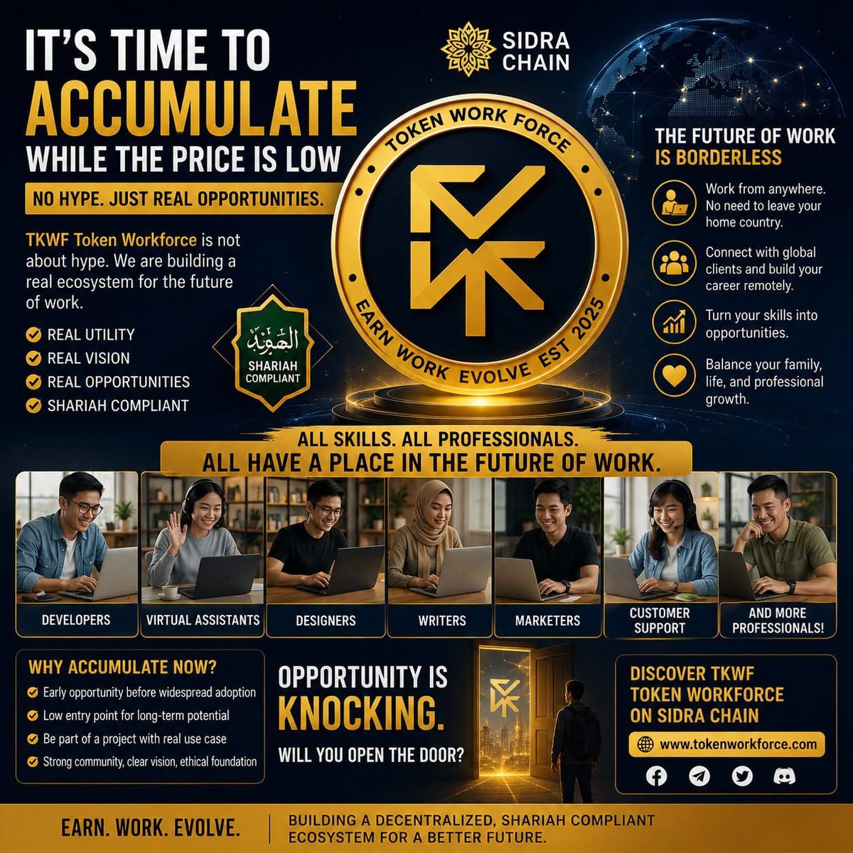 tokenworkforce's tweet photo. 🚨 IT'S NOT ABOUT HYPE. IT'S ABOUT OPPORTUNITY.

💎 IS IT TIME TO BUILD YOUR POSITION WHILE THE PRICE IS LOW?

Token Workforce is not here to create noise.

NO HYPE. NO EMPTY PROMISES. JUST A VISION FOR THE FUTURE OF WORK.

🌍 REMOTE WORK
💼 FREELANCING
🧑‍💻 VIRTUAL ASSISTANCE https://t.co/QLkgL0Gzwh