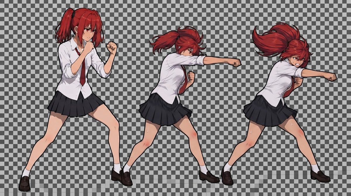den_kona's tweet photo. 髪型や絵柄が違うのはさておきAIに左絵の様に左のパンチを書いても何度やっても右絵の様に右パンチに書き換える　理由はサウスポーのデータが少ないとの事・・・Geminiお前はそれでいいのか・・・　中々難しいねぇ https://t.co/Hgk3HzfMgf