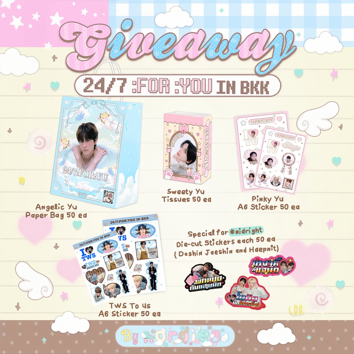 torazup's tweet photo. ꒰ #247FORYOU_IN_BKK #ซาอีแจกของ ꒱ 

꙳ 🏹 𓈒 𝓖𝓲𝓿𝓮𝓪𝔀𝓪𝔂 ˚◞✿  ⃗  🧺

📂 ᴀɴɢᴇʟɪᴄ ʏᴜ ᴘᴀᴘᴇʀ ʙᴀɢ 𝟧𝟢 ᴇᴀ 
📂 ꜱᴡᴇᴇᴛʏ ʏᴜ ᴛɪꜱꜱᴜᴇꜱ 𝟧𝟢 ᴇᴀ 
📂 ᴘɪɴᴋʏ ʏᴜ ꜱᴛɪᴄᴋᴇʀ 𝟧𝟢 ᴇᴀ 
📂 ᴛᴡꜱ ᴛᴏ ᴜꜱ ꜱᴛɪᴄᴋᴇʀ 𝟧𝟢 ᴇᴀ

🛼 ꜱᴘᴇᴄɪᴀʟ ꜰᴏʀ ⌗ ɴɪᴅʀɪɢʜᴛ 🎀
𝟣𝟢𝟢% ᴅɪᴇ-ᴄᴜᴛ ꜱᴛɪᴄᴋᴇʀꜱ ᴇᴀᴄʜ 𝟧𝟢 ᴇᴀ
[ 𝐝𝐨𝐬𝐡𝐢𝐧 𝐣𝐚𝐞𝐬𝐡𝐢𝐧 𝐚𝐧𝐝 𝐡𝐚𝐞𝐩𝐧𝐢𝐭 ]

🏛️ : idea live, bravo bkk
🗓️ : 26 Sep 2026 / ⏳: tba
💌 : pls show this post to me ka