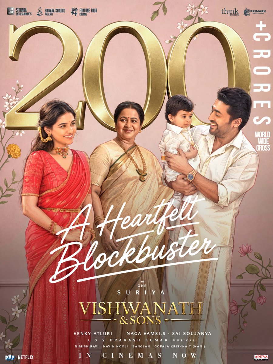 cinemapatti's tweet photo. 200 CRORES+ Worldwide Gross ❤️❤️
And still counting 🫶🏻🫶🏻

#VishwanathAndSons continues its phenomenal run with families coming together and celebrating every emotion on the BIG SCREENS

@Suriya_offl https://t.co/10L7p5yxnO