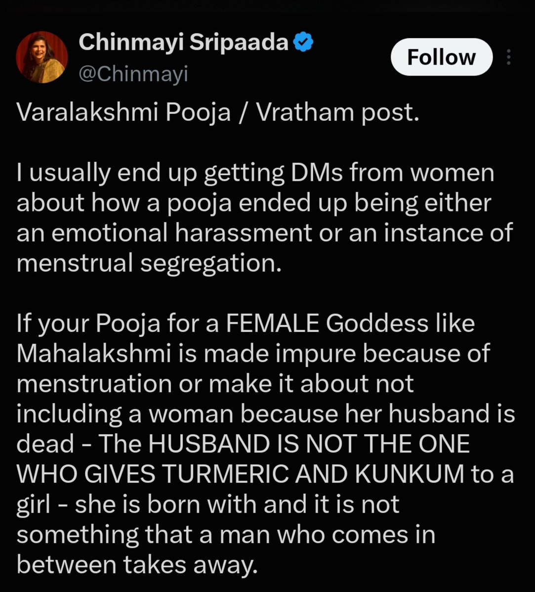 DealsDhamaka's tweet photo. If you’ve followed me for 6 years, you know I don’t usually comment 1:1 like this. This is just one such situation.

I had a lot of respect for this lady for speaking up and fighting for women empowerment.

But over time, I’ve noticed that around almost every Hindu festival, she comes out strongly criticizing the practices and painting a very negative picture of Hindu traditions and men.

As time passed, I started feeling that the criticism is quite selective. I fail to understand why.

I don’t know if it’s ideological conditioning, selective outrage, or something else, but some celebrities are clearly too deep into their own bubble.