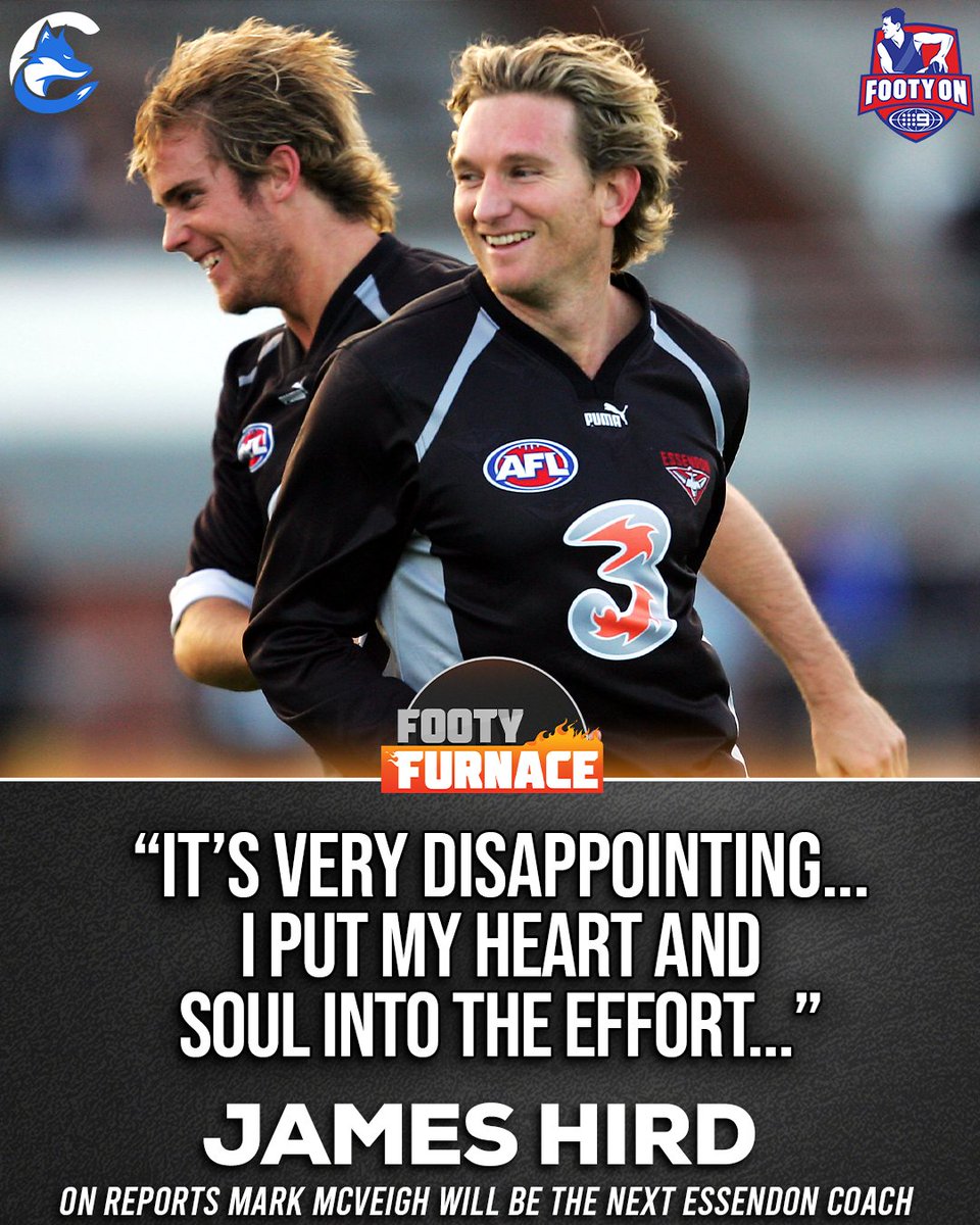FootyonNine's tweet photo. James Hird addresses reports that Essendon are set to appoint Mark McVeigh as senior coach.

Catch the full episode of Footy Furnace on YouTube tonight! https://t.co/89SdAUpXrn
