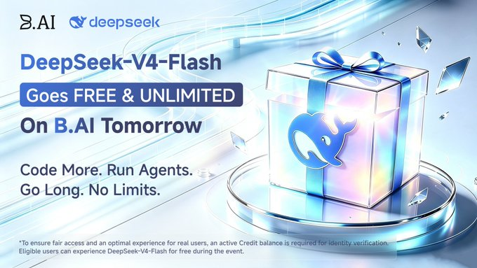ORACLE_OKLA's tweet photo. ⏳ ONLY ONE DAY TO GO UNTIL UNLIMITED ZERO-COST DEEPSEEK V4 FLASH ACCESS LAUNCHES GLOBALLY 🚀

The countdown to accessible, industrial-grade computing reaches its final hours as open artificial intelligence infrastructure prepares to unlock unrestricted access across all developer environments. While standard industry prices climb, providing completely free, high-capacity computing power ensures that developers, decentralized software engineers, and Web3 creators can scale ambitious projects without budget limitations.

1️⃣ Synchronized Dual-End Zero-Cost Access Across Web and API
Starting tomorrow, users gain unlimited, $0 access to DeepSeek-V4-Flash across both interactive Web Chat and developer API endpoints. This setup eliminates financial barriers for global builders, allowing teams to run resource-heavy computational workloads—including intensive programming, complex multi-agent orchestrations, and massive context processing—without paying per-token fees.

2️⃣ Massive Credits and Onboarding Rewards for Web3 Builders
New users connecting via mainstream Web3 wallets—including Binance Wallet, Bitget Wallet, and imToken—can claim 1M Credits immediately, plus an extra 300K Credits when entering an invite code for up to 1.3M free Credits. Both new and existing developers can also earn up to $100 in Bonus Credits on top-ups, ensuring eligible accounts are fully verified and ready for deployment.

3️⃣ Accelerating the Next Generation of Real-World Autonomous Workflows
Empowering global innovators with accessible compute serves as the core catalyst driving decentralized software development and autonomous agentic systems forward. Supplying reliable, high-speed model access enables builders to rapidly prototype, optimize, and launch production-grade on-chain utilities and automated data pipelines at scale.

The continuous expansion of high-throughput intelligence infrastructure provides the foundational compute needed to democratize advanced technology, fuel developer innovation, and shape the decentralized future.

@BAI_AGI @justinsuntron #TRONEcoStar