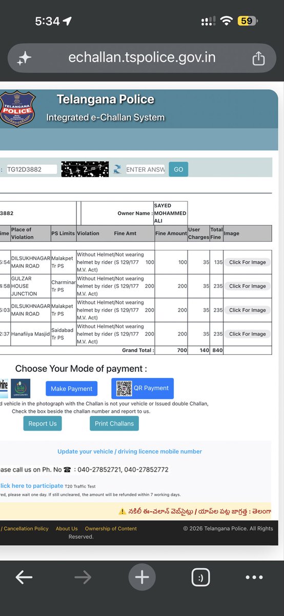 SayedMhmdAli's tweet photo. @TelanganaCOPs @HYDTP @TGRTAIndia 

I sold my motorcycle TG12D3882 (Honda Unicorn) on 24-06-2026 with a signed delivery receipt and no pending challans. The purchaser failed to transfer ownership and has committed multiple traffic violations, resulting in e-challans being reflected against my name. A formal complaint along with supporting documents has been emailed to the concerned authorities. Kindly intervene, update records, and take appropriate action to protect the original owner from future liability. #eChallan #VehicleTransfer #TelanganaPolice #RTO