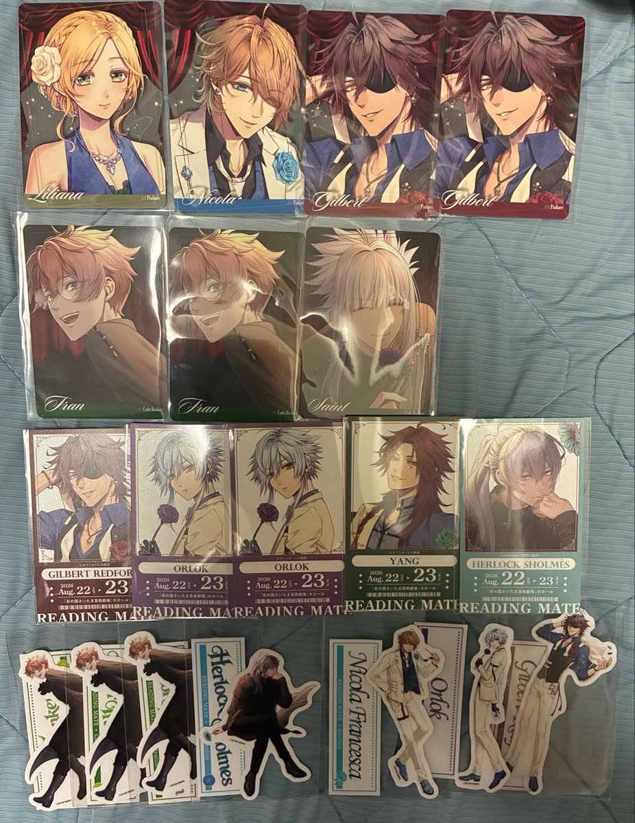 enaruco2's tweet photo. 【交換 譲渡】オトメイト コドリア ピオフィ リーディングメイト リーメイ

譲：画像1-2

求：
アクカ 箔押し、特典 ＞ フォトカ ルパン
定価(+送料)

特典 箔押し ニコラ 楊 カルディアは交換優先
特典楊とステッカーニコラはアクカ箔押し優先
一部比率違い可
アクカ⇔特典 等も検討
都内手渡し＞郵送 https://t.co/2SGSXgqvNh