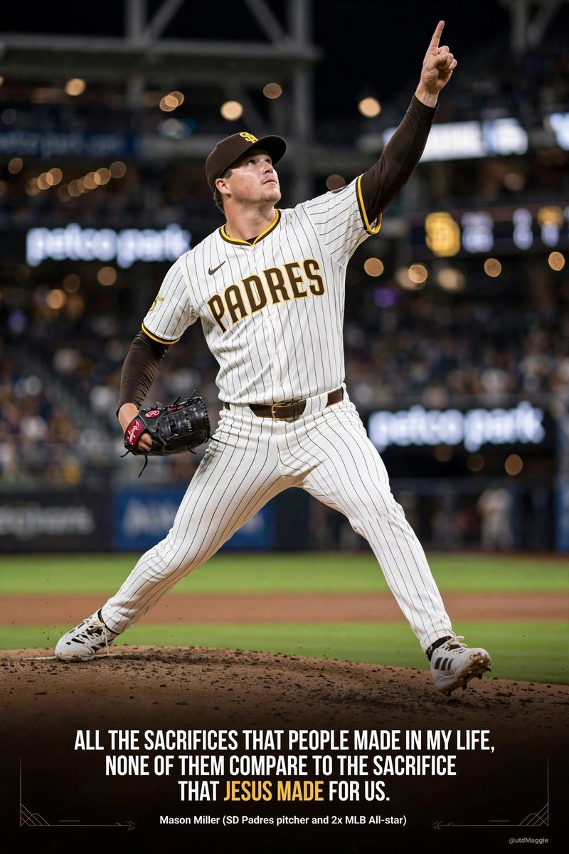utdMaggie's tweet photo. SD Padres pitcher Mason Miller says Jesus christ made a huge sacrifice in his life https://t.co/q9pmuwUm5o