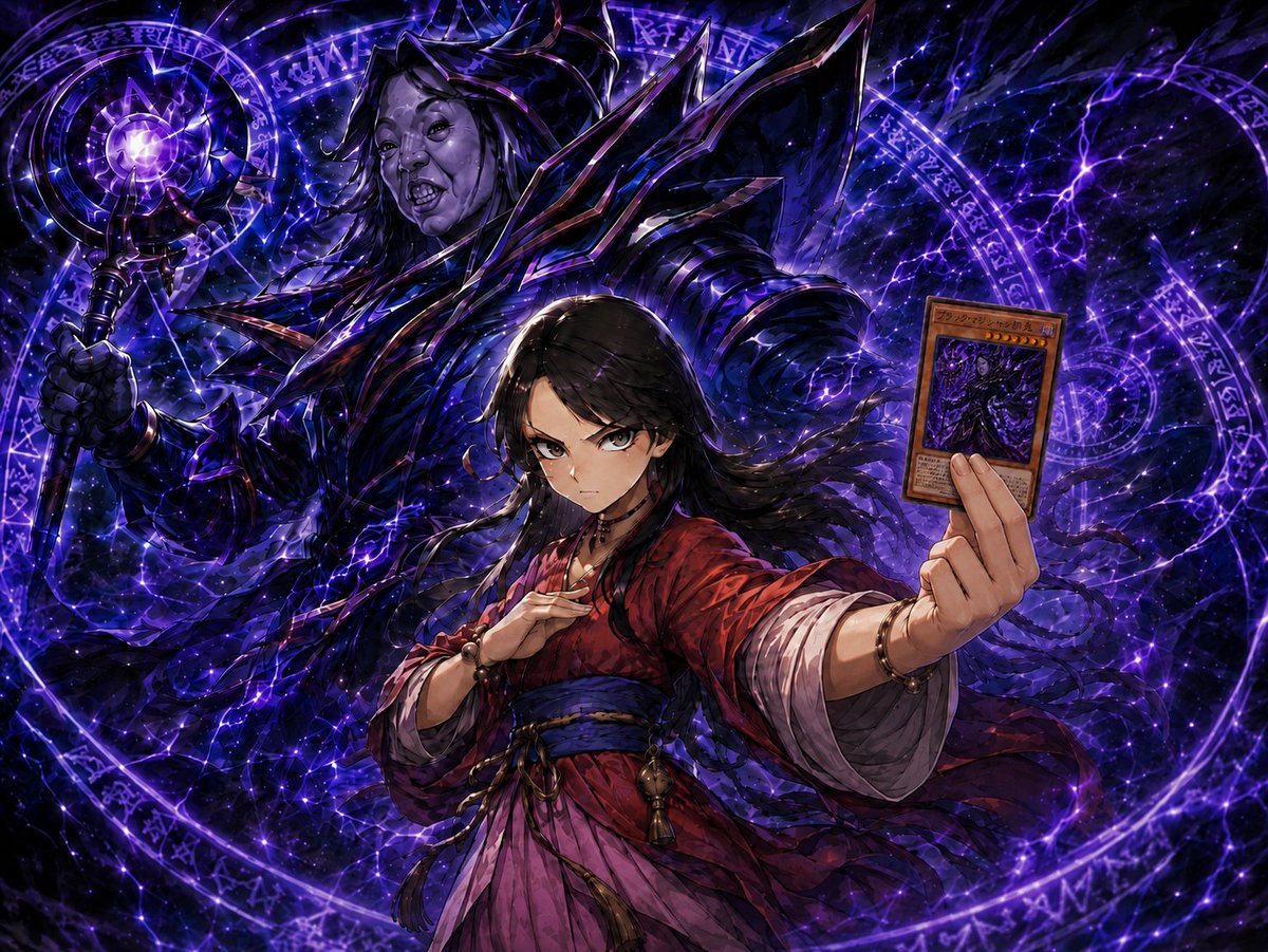 risatyooon's tweet photo. 「……来て、師兄――《ブラック・マジシャン師兄》召喚」

#活俠傳 #AIart https://t.co/ps75u5HVm4