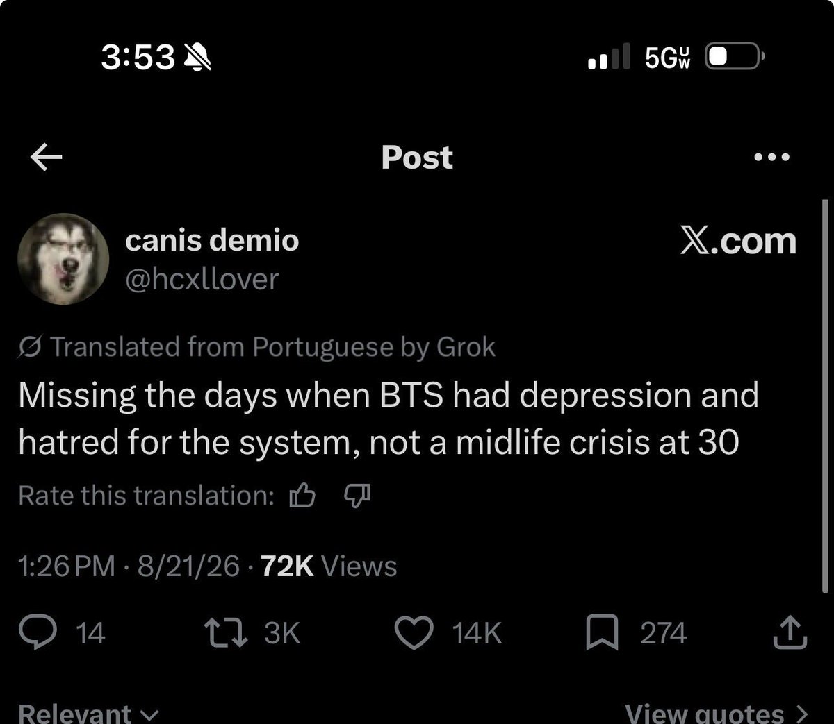 miniseeri's tweet photo. Bts happiness and peace of mind really pisses alot of yall off and its obvious. I pray they obtain higher levels of peace and stop giving a fvck about alot of you ungrateful pieces of sh! ts cause they deserve that peace. https://t.co/aPibAbkCkj