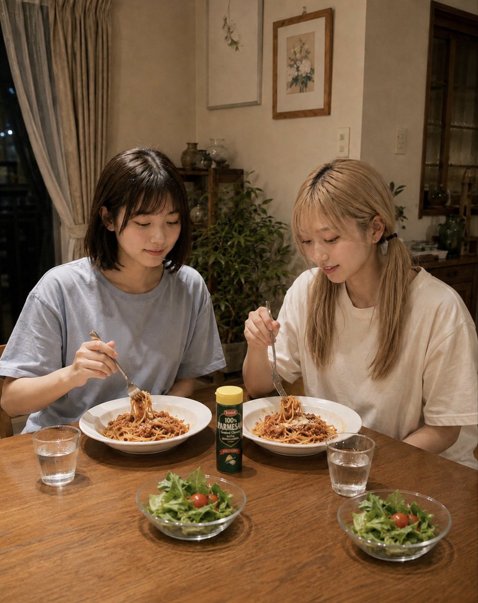 streetframe_ai's tweet photo. 今夜はミートパスタ食べた🍝

そして、おねえもお家でミートパスタ🍝

#AI美女
#AI生成 https://t.co/NLYve1TuqC