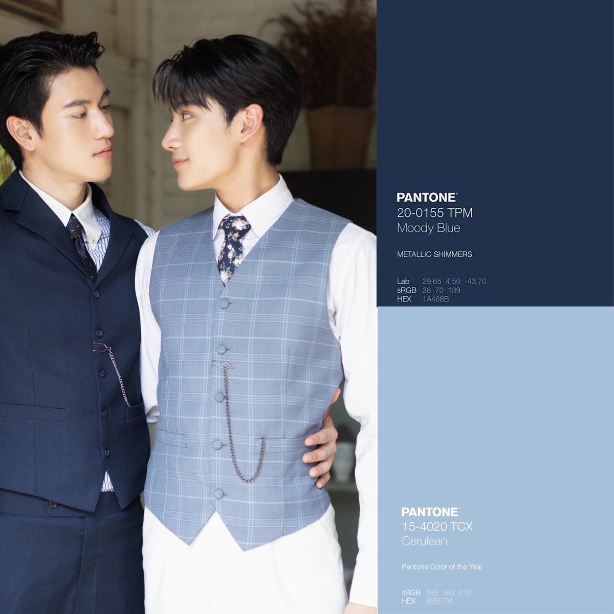 shonagatsu's tweet photo. Outfit pantone color ของภพทินวัยผู้ใหญ่ เป็นคู่สีที่น่ารักแมตช์กันมาก ๆ ส่วนตัวชอบดูคู่สีอยู่แล้ว ก็เลยรู้สึกว่าทีมงานชุดเก่งกันจัง คู่สีก็เหมาะชุดก็สวย ชื่นชม ๆๆ https://t.co/LcD7febRVA