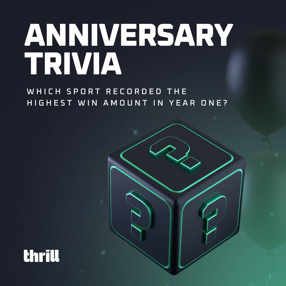 Thrill_com's tweet photo. 📖 Year One Trivia

Which sport dropped the single highest win amount in our first year?

A) Football (Soccer)
B) Basketball
C) Baseball
D) Tennis
E) Esports

💸 $10 x 10 random replies with the correct answer

#OneYearOfThrill https://t.co/JUTBdzu6BG