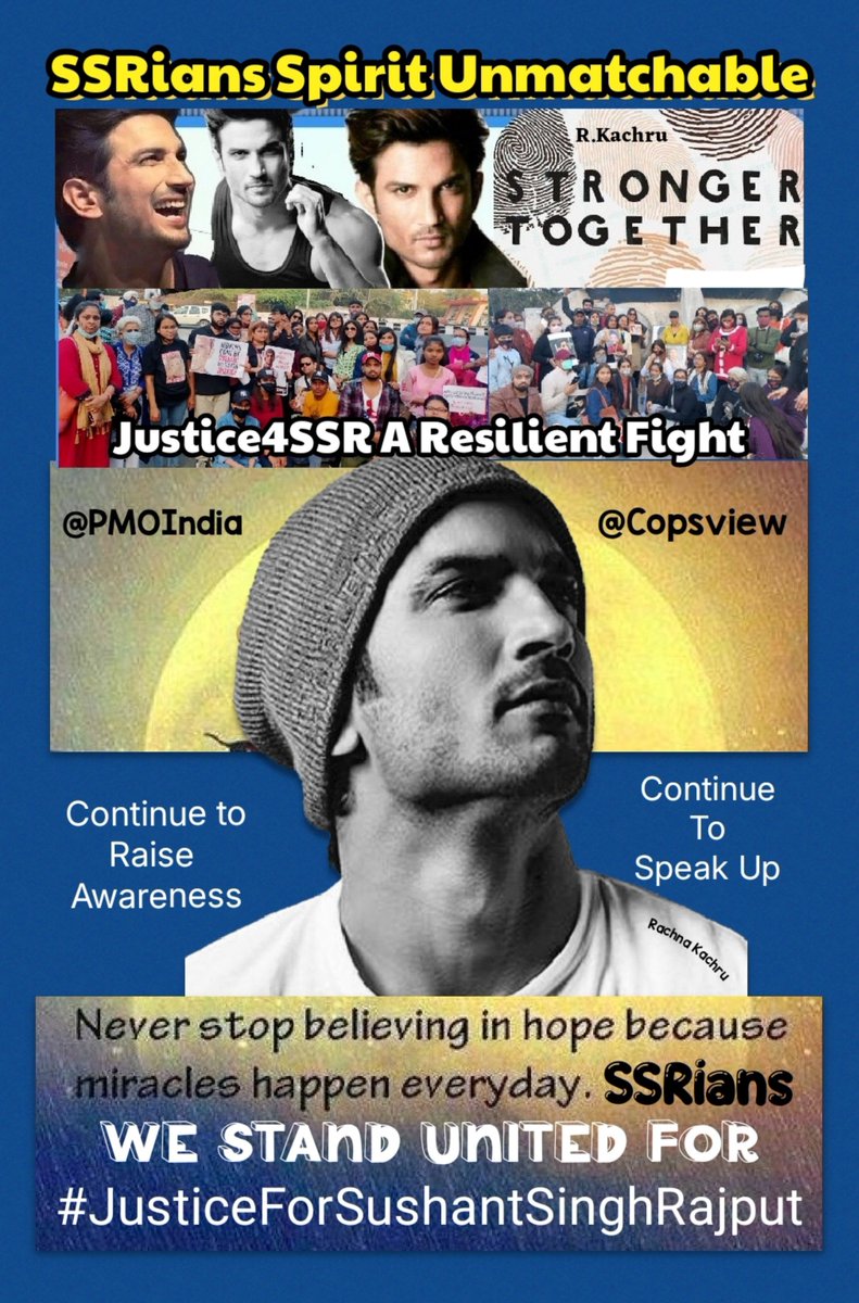 KachruRachna's tweet photo. 🔥EVENING TAGLINE🔥
Through The Darkest of Our Days We'll
Definitely Become The Light as Our
Sushant Always Wanted & That's How
#SSRArmy Have Grown Everywhere
@PMOIndia
No Matter How Hard Or How Long It’s
Going To Take,We'll
#FightTillTheEnd4Sushant
SSRians Spirit Unmatchable https://t.co/vb4ivwHkbz