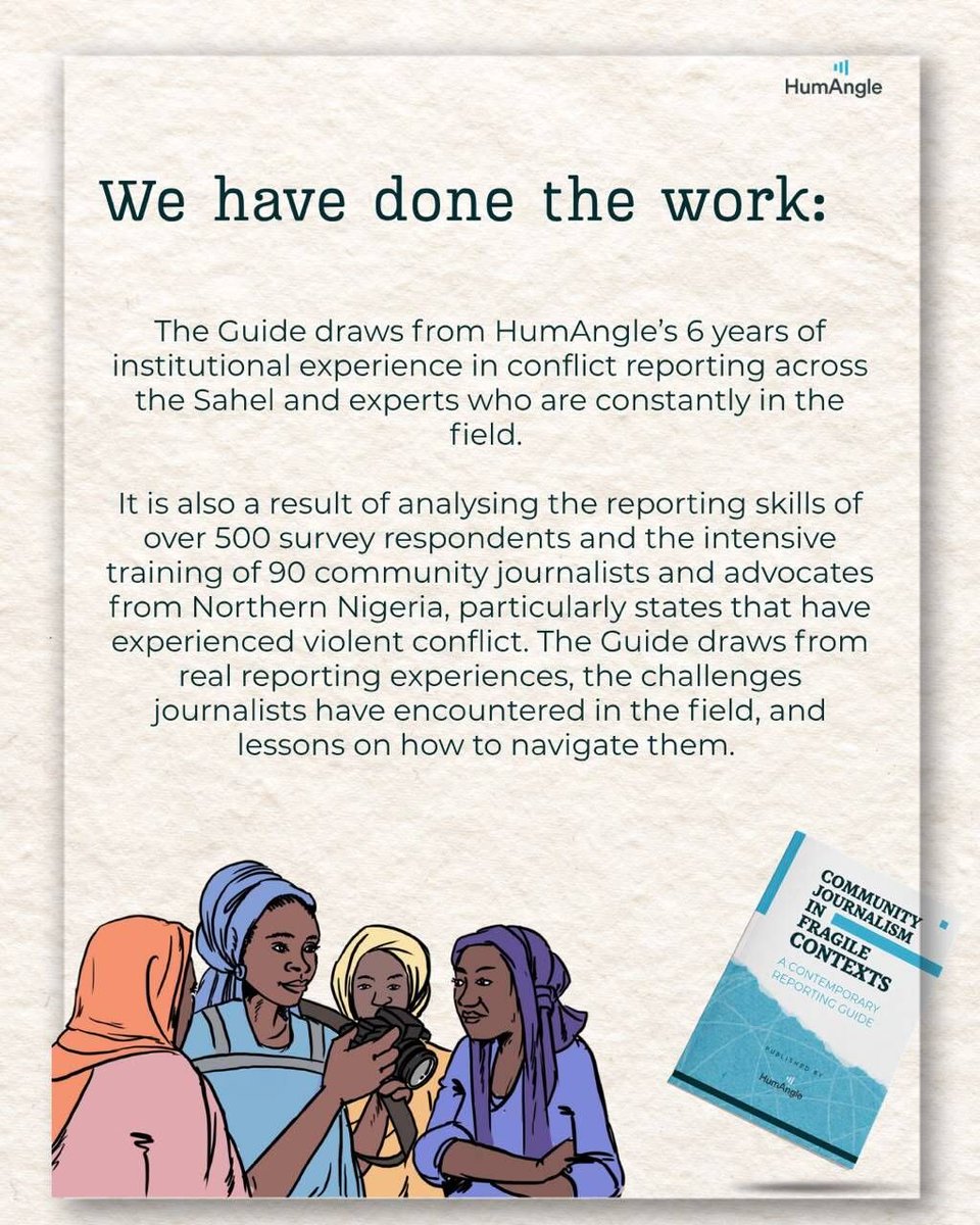 HumAngleImpact's tweet photo. Reasons why you should download and read our guide!

Our Community Journalism Guide is designed to help journalists tell stories that are ethical, inclusive, responsible, and rooted in the communities they serve.

https://t.co/4v7s1j28qC https://t.co/sUYJ1v10zh