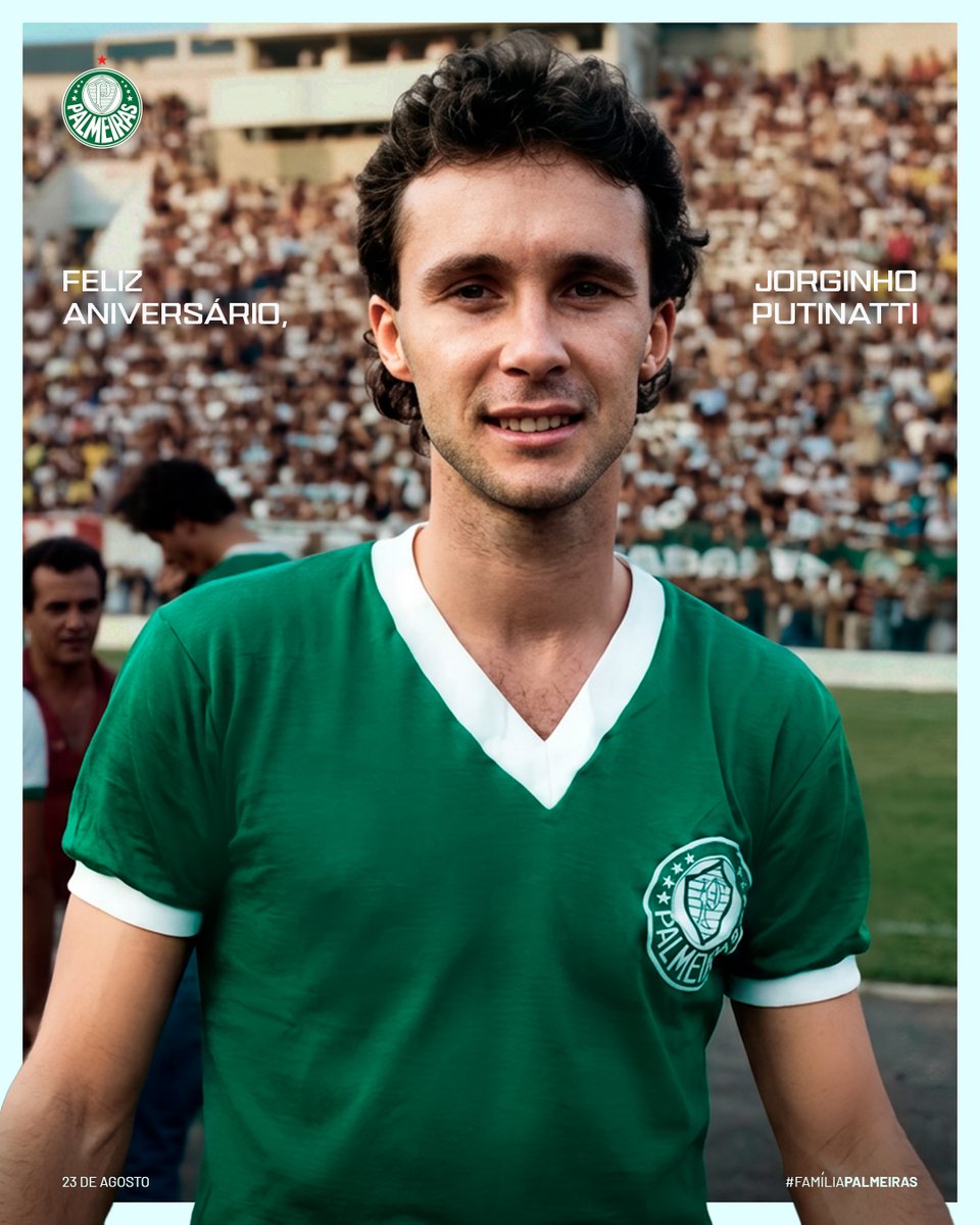 Palmeiras's tweet photo. Jorginho Putinatti completa 67 anos hoje! 💚

O ex-meia, grande cobrador de bolas paradas, também foi um dos responsáveis pela adoção do porco pela #FamíliaPalmeiras 🐷

Parabéns, ídolo! 👏

#AnivSEP https://t.co/fgoyiMUXKO