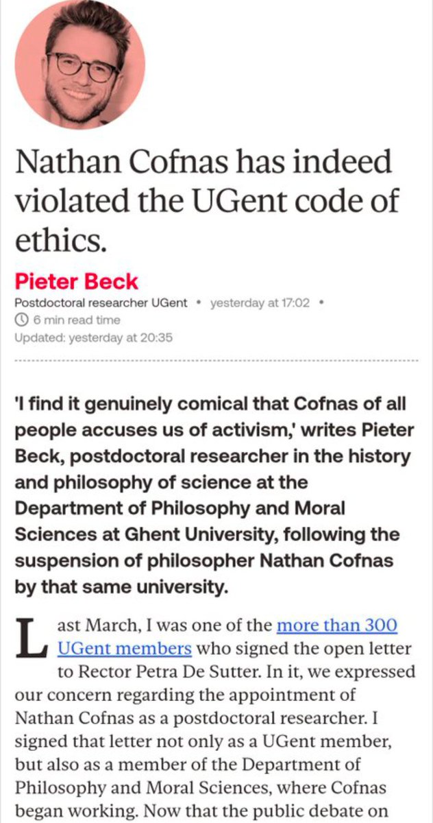 LauRademakers1's tweet photo. A tiny thought: what's the ultimate purpose of 'academic freedom'? Isn't it to advance the #progress of knowledge?

If it is, then why is a group of 'important' scientists suddenly defending #Cofnas, a man whose pseudoscience symbolizes the total #regression of knowledge? #Racism https://t.co/aReYiGOa5q