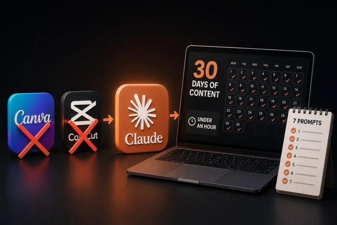 Tech_XRavixAI's tweet photo. 🚨 You don’t need 30 different content ideas for 30 days of content.

You just need the right system.

Claude can help you with:

💡 Ideas → ✍️ Writing → 🧠 Editing → 🔄 Repurposing → 📅 Scheduling

Use these 7 prompts to build 30 days of content faster. https://t.co/S1vVo2UymK