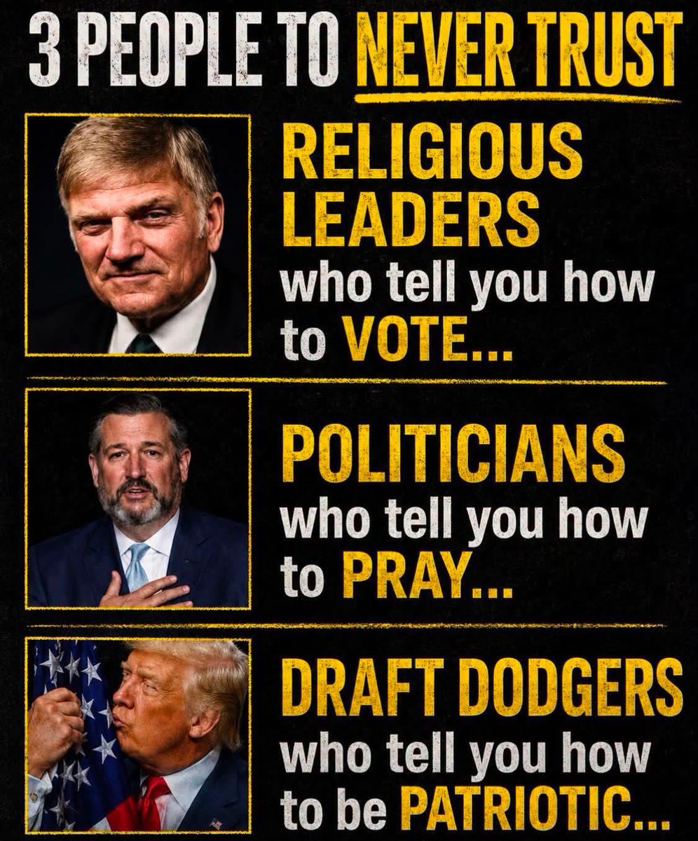 BraddrofliT's tweet photo. Faith is personal.
Government belongs to everyone.
Patriotism is earned through actions, not performance. https://t.co/uNGYaJBhLr