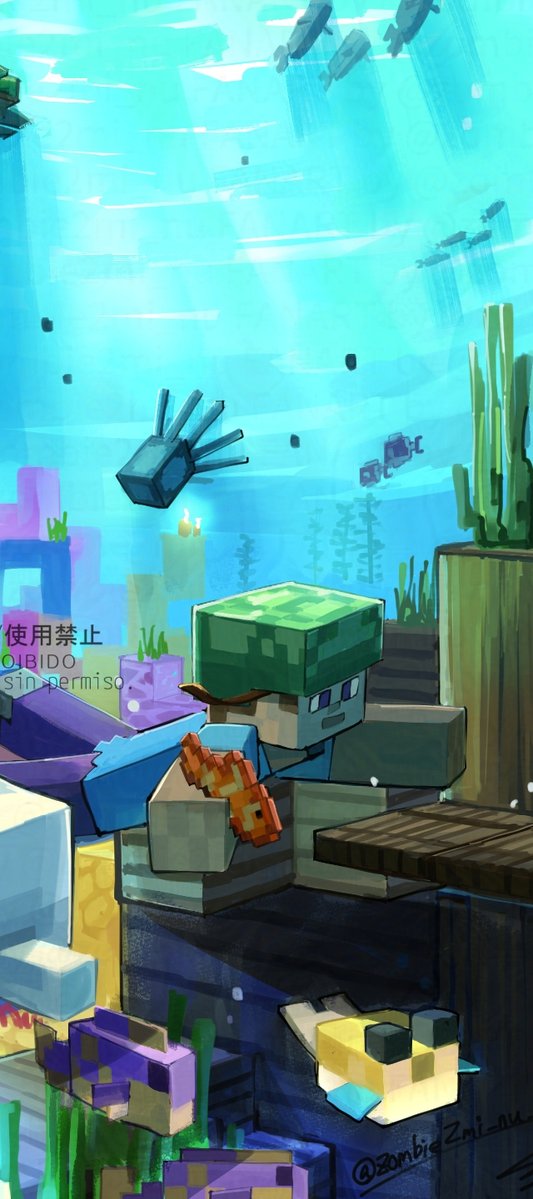 zombie2mi_nu's tweet photo. Minecraft Turtles and Shipwreck at the Coral Reef🐢🐬🪸🐠 https://t.co/mXPF54X3fC