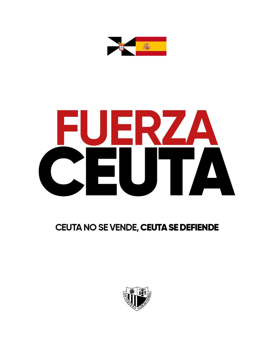 AntequeraCF's tweet photo. 💚 Desde Antequera queremos trasladar todo nuestro apoyo a la ciudad de Ceuta y, de manera muy especial, a toda la familia de la @ADCeuta_FC. En momentos como este, el fútbol también sirve para estar unidos y mostrar nuestro respaldo.

𝑴𝒖𝒄𝒉𝒂 𝒇𝒖𝒆𝒓𝒛𝒂, 𝑪𝒆𝒖𝒕𝒂. 𝑬𝒔𝒕𝒂𝒎𝒐𝒔 𝒄𝒐𝒏 𝒗𝒐𝒔𝒐𝒕𝒓𝒐𝒔 🤝🇪🇸