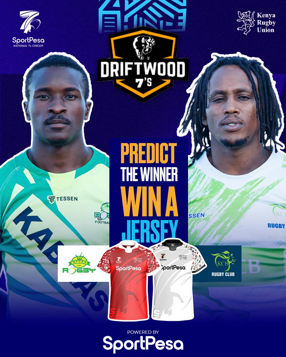 SportPesa's tweet photo. 🚨Jersey GiveAway O’clock !🚨

Predict the winner and scores &amp; win a SportPesa Fan Jersey !!💥

Which team will win the DriftWoods 7’s, Kabras Sugar or KCB Rugby ? 

3 winners will be selected randomly! 

#SportPesa7s https://t.co/ewMBxogbIz