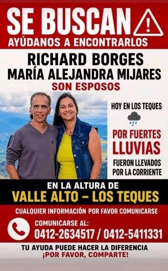 JuliusWhite's tweet photo. ¡Buenos días! Ayúdame a difundir, es un amigo y colega.
Para la querida gente de Los Teques, Estado Miranda en Venezuela. Richard Yiyi iba con su esposa e hija en su carro y se detuvieron al darse cuenta de la fuerza del caudal de agua del Río de los montes verdes y al parecer > https://t.co/ITKZ9TniOr