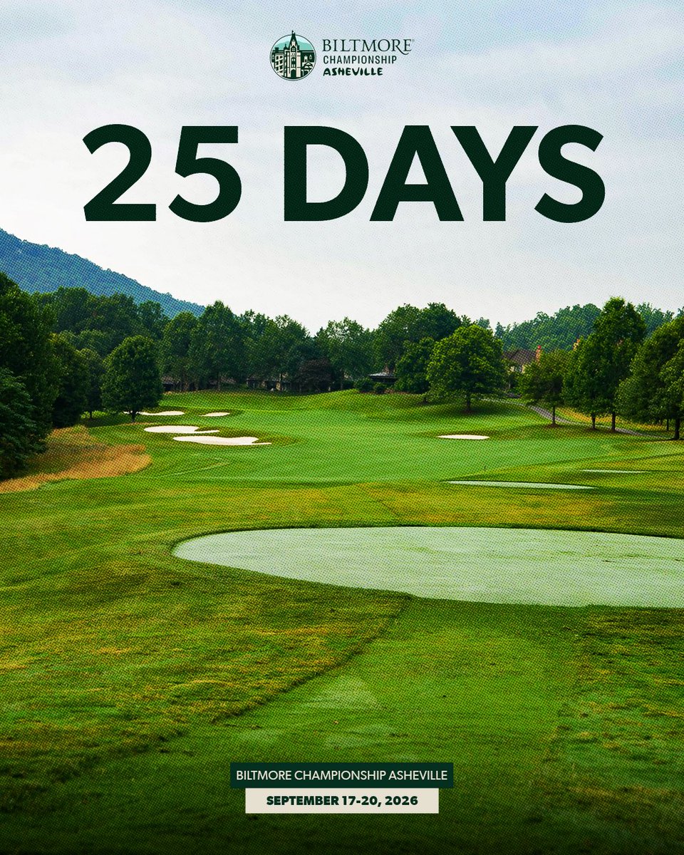 BiltmoreChamp's tweet photo. 25 days to go! The Biltmore Championship Asheville is almost here. https://t.co/5xHTT52U8Z