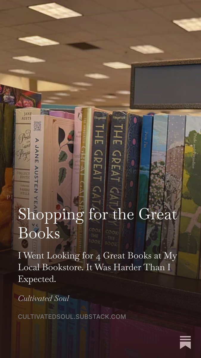 CultivatedBooks's tweet photo. Everyone thinks shopping for the Great 
Books is straightforward.

It isn’t.

Here’s what I found when I went looking 
for 4 Great Books at my local Barnes &amp; 
Noble bookstore. https://t.co/5qjumyiOAM