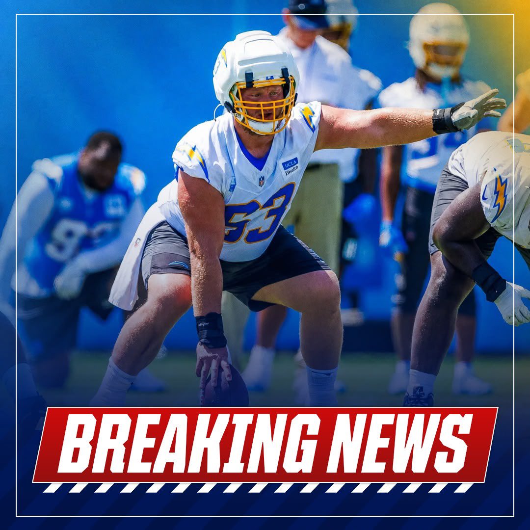 MySportsUpdate's tweet photo. Just in: #Chargers C Tyler Biadasz will miss the entire 2026 NFL season.

Biadasz was a major FA signing this offseason, getting a 3-year, $30M deal to solidify the center position in front of Justin Herbert in Mike McDaniel’s offense. https://t.co/4yHBsjdZXt