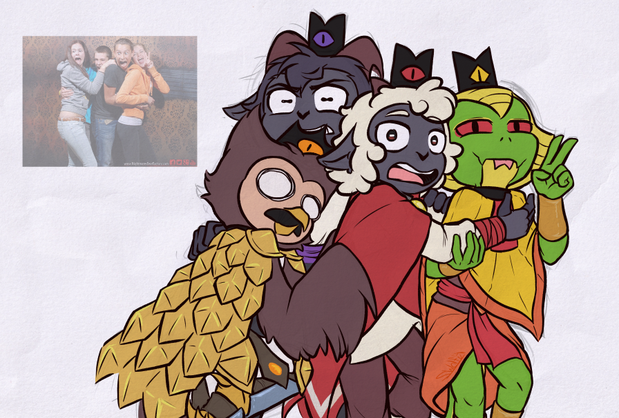 SE_SWolf's tweet photo. The four having a good time ♪(^∇^*) 
🐑🐐🐍🦉

#CultoftheLamb #cultofthelambfanart https://t.co/KH8vuBrcqP