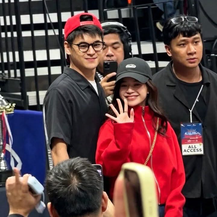 PopPlanet_'s tweet photo. Dustin Yu and Bianca de Vera Cheer for River Joseph From the Stands at Star Magic All-Star Games 2026. https://t.co/gCj9M7jpvF