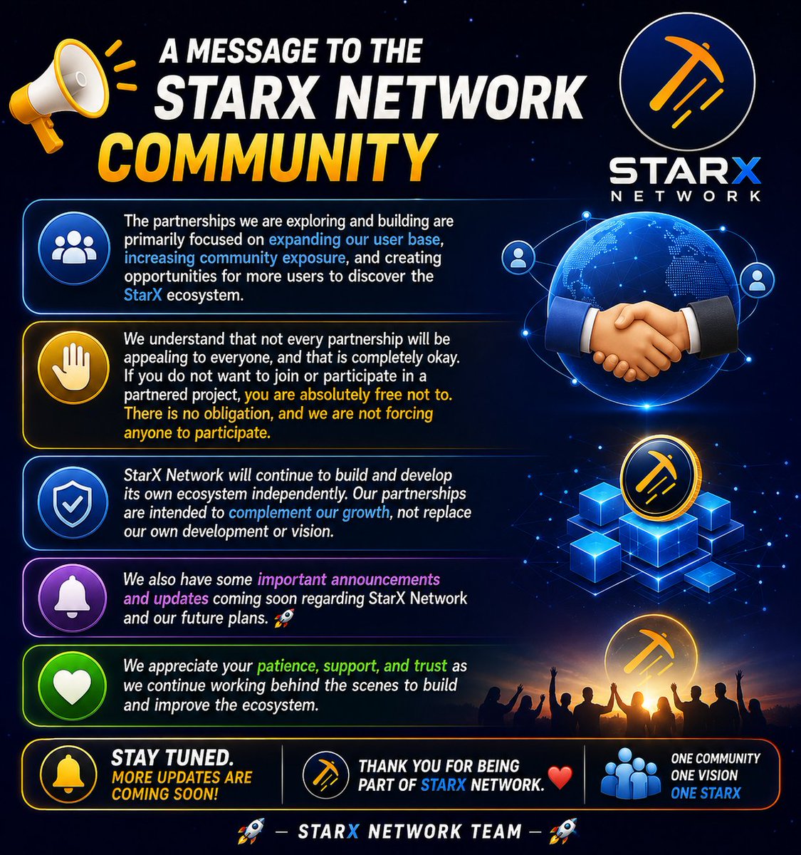 Itxzain189911's tweet photo. 📢STARX NETWORK UPDATE⭐

🤝 Partnerships are helping StarX grow its community and reach more users.

🚀 StarX will continue building its own ecosystem independently.

🔔 More important updates coming soon!

❤️ Thank you for your support!

#StarXNetwork #STRX #StarX #Web3 #Crypto https://t.co/my3pA1ZgOD