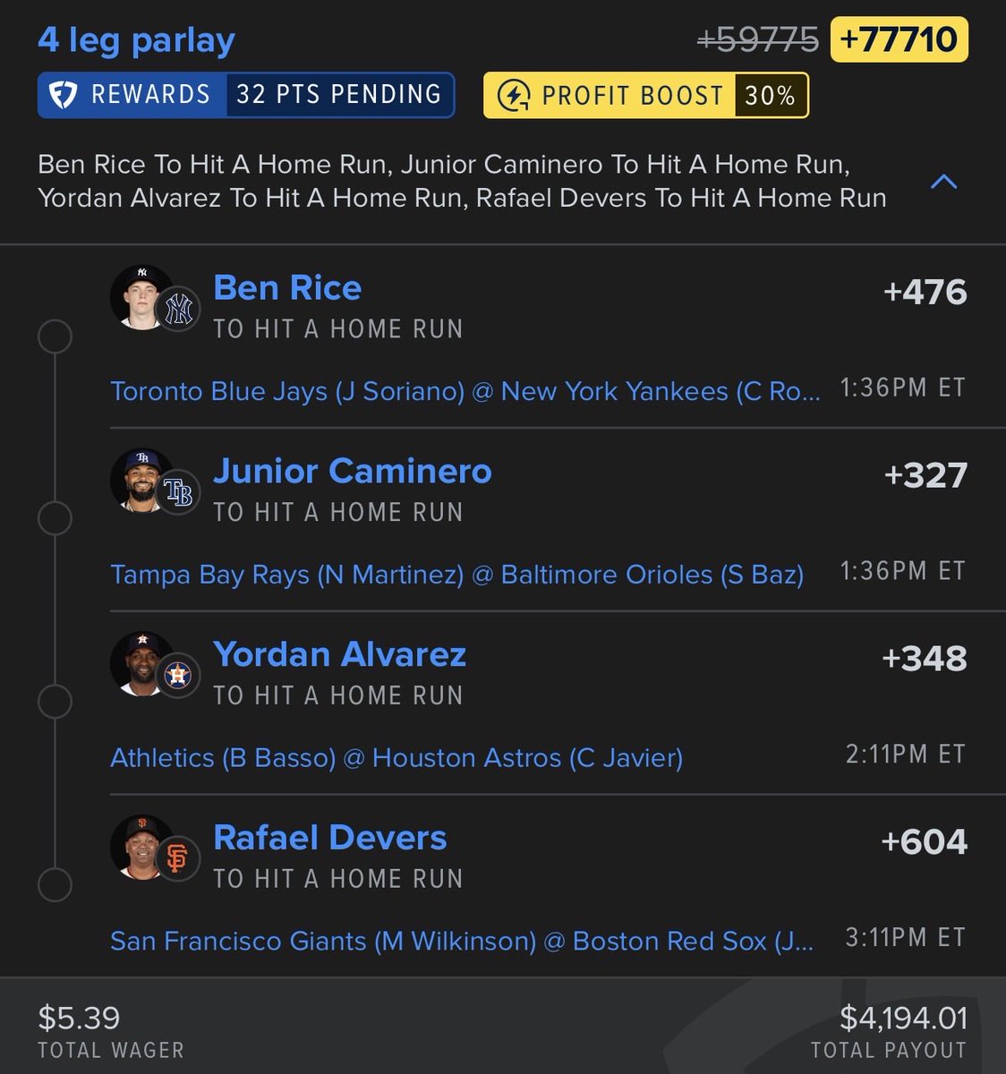 ClippaBets's tweet photo. Sunday Squad 😏⚾️ ….

#GamblingX #MLB #Prizepicks @Playbook https://t.co/jKM1KCHGIS