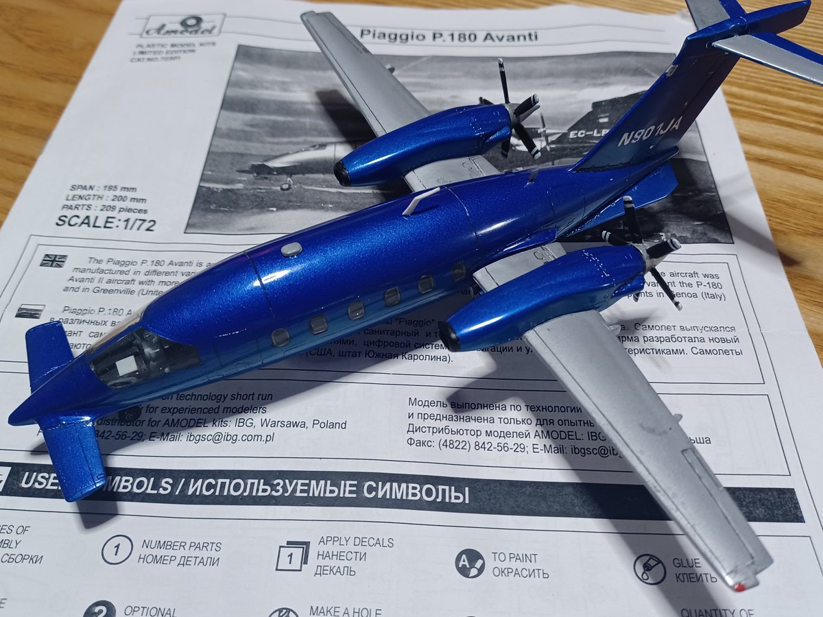 55clubman's tweet photo. #１/72
#Amodel
Piaggio P.180 Avanti
クラブメンバーさんから頂いたキット、完成です。
来週のクラブ展示会にどうにか間に合った🎵 https://t.co/L6TSD6EOMp
