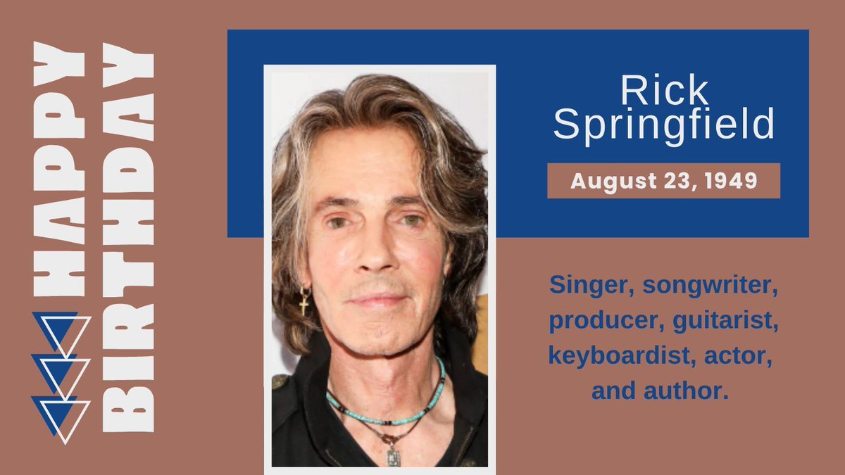 TweetingTruman's tweet photo. Happy 77th Birthday to singer, songwriter, producer, guitarist, keyboardist, actor, and author, Rick Springfield!
#RickSpringfield
#MusicHistory
#MusicTrivia https://t.co/LGhP8HsLwf