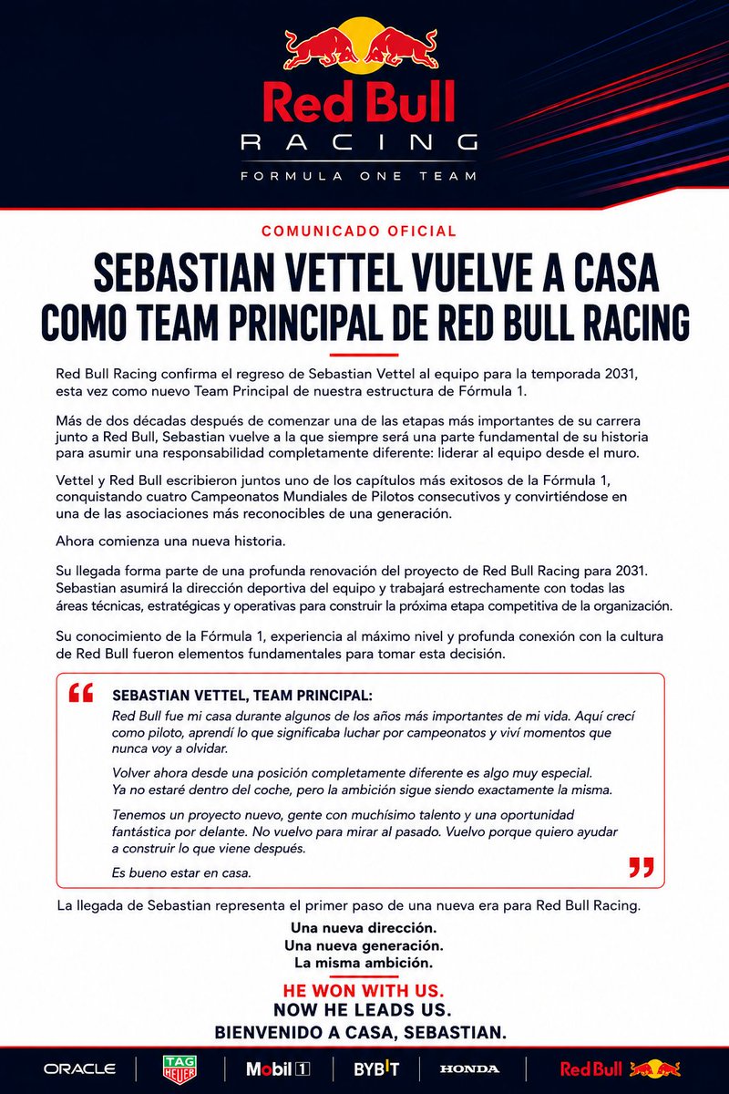 RedBullSim1's tweet photo. COMUNICADO OFICIAL. https://t.co/2p6c8pDvgz