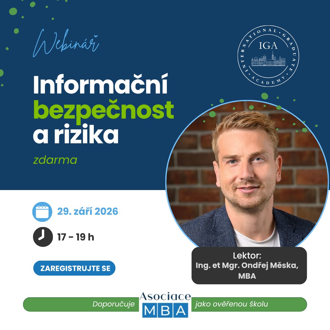 AsociaceMBA's tweet photo. Víte, jak zabezpečit svá #data dřív, než bude pozdě? 🔒💻Kybernetické hrozby rostou každým dnem a únik citlivých dat může pro firmu znamenat obrovskou finanční i reputační ztrátu. Zveme vás na odborný online webinář naší ověřené školy @IGA_academy1  , kde se dozvíte vše potřebné. https://t.co/eIFWsUhSQK
