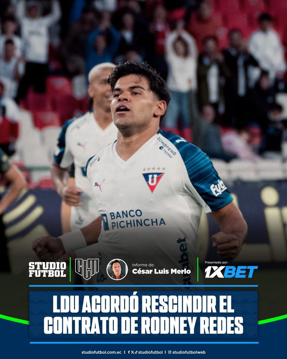 CLMerlo's tweet photo. 🚨Liga acordó rescindir el contrato de Rodney Redes, que volverá a Olimpia. 
*️⃣El club liberó un cupo de extranjero y busca opciones, una de ellas es Lucas "Tití" Rodríguez.
ℹ️Para @StudioFutbol presentada por @1x_ecuador https://t.co/nD4rOgsFgr