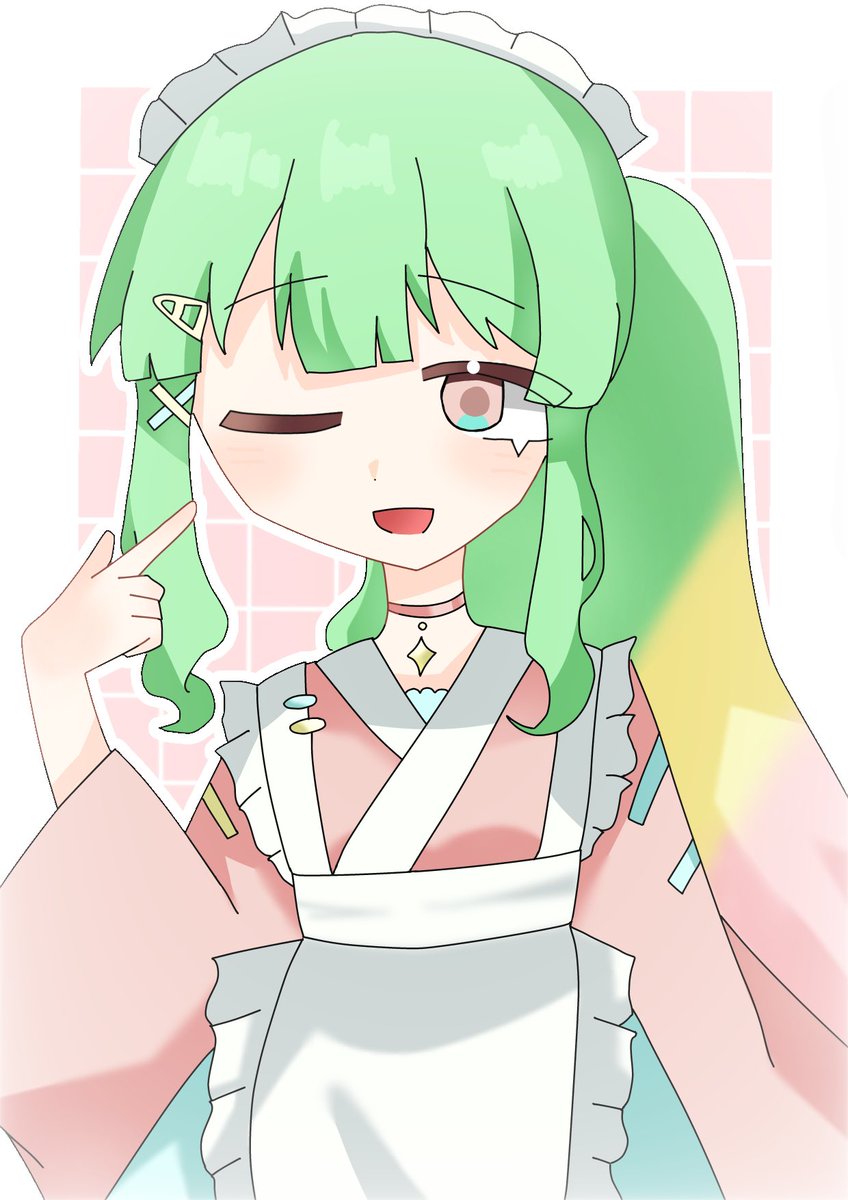 karaag_P's tweet photo. ※衣装改変
和風メイドが描きたかった……
 #茶子アート https://t.co/IGnu5PPk2D