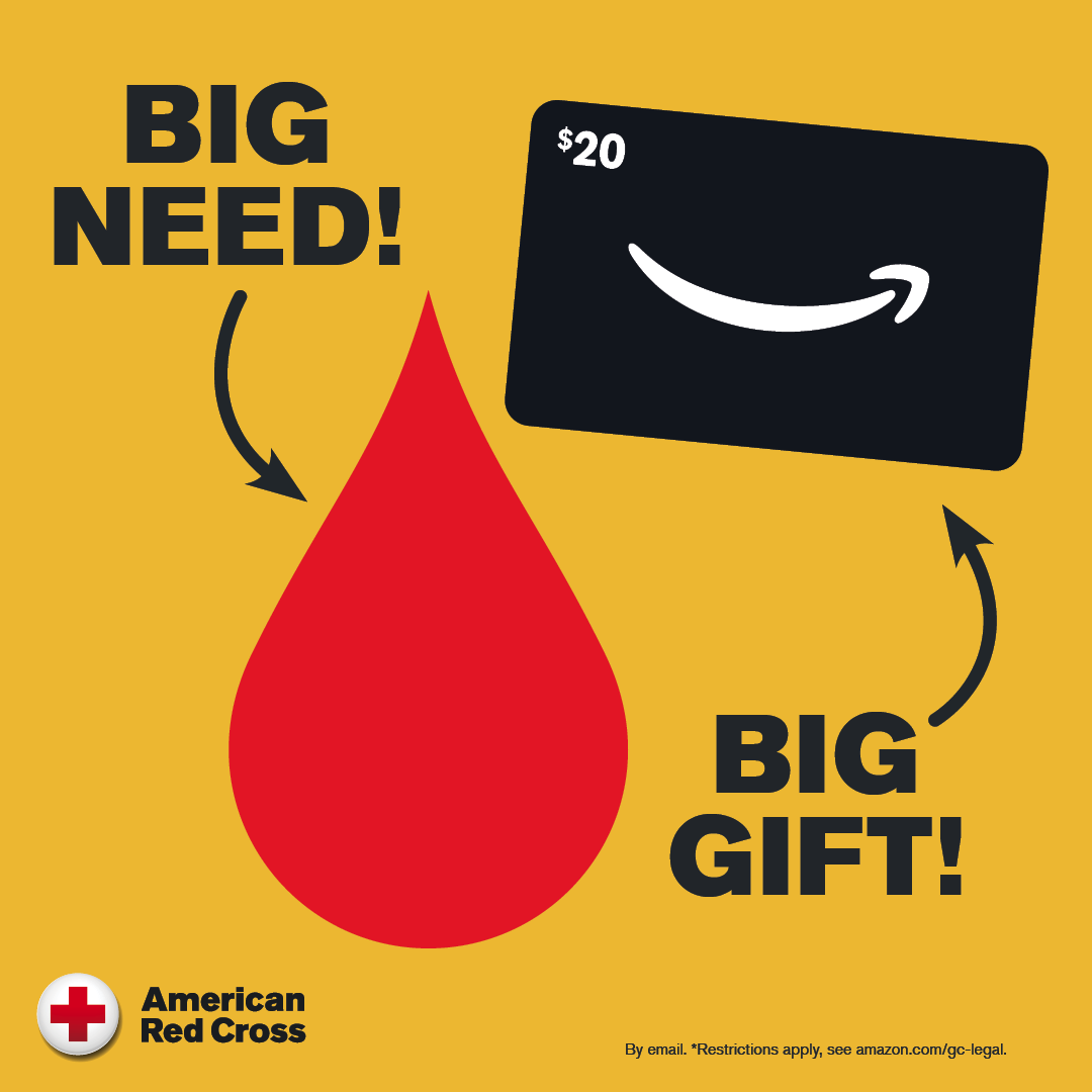 RedCrossTN's tweet photo. The heat is on to find donors this summer. Come to give blood or platelets in August and we’ll say thanks with a $20 Amazon Gift Card by email. Help patients in need and make a real difference today. 

Schedule your visit: https://t.co/09523pfY9v https://t.co/l9wKVyLShG