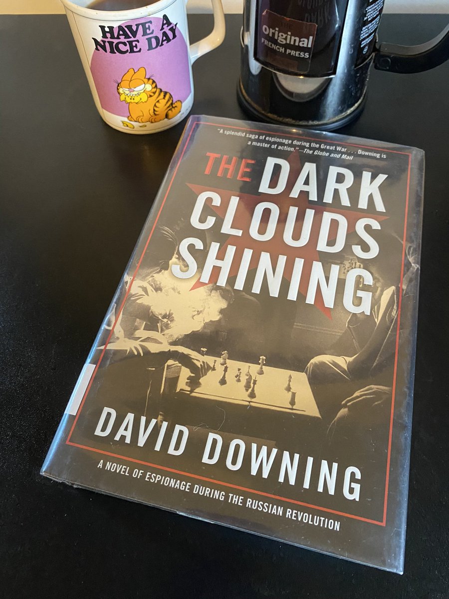 books4maphead's tweet photo. This morning with coffee it’s David Downing’s 2018 historical thriller set in Bolshevik Russia The Dark Clouds Shining. #backlist #historicalfiction https://t.co/LofhLgndOH