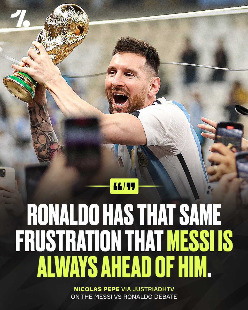 OneFootball's tweet photo. A reminder of when Nicolas Pépé weighed in on the Messi/Ronaldo debate with an all-timer comparison 😳😂

The Villarreal winger likened Cristiano Ronaldo to Dragon Ball Z's Vegeta, the one who always talks too much, whilst comparing Lionel Messi to Goku, the quiet one who's always one step ahead 👀