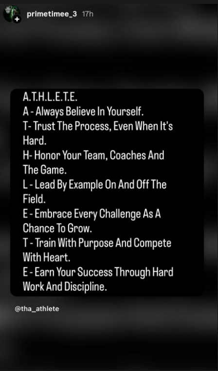 primetimee_3's tweet photo. Last week is in the past. Learn from it. Leave it there. 💯

New week. New opportunity. Same mission. 🎯
Keep working. Keep leading.

No fear. No backing down. All smoke accepted. 😤💨
One play at a time. Let the work speak. 🏈🔥

#ITSJUSTDIFFERENTHERE🟢⚪️
#DavisDNA🦍🩸🧬 https://t.co/Rf1KF5kLGr