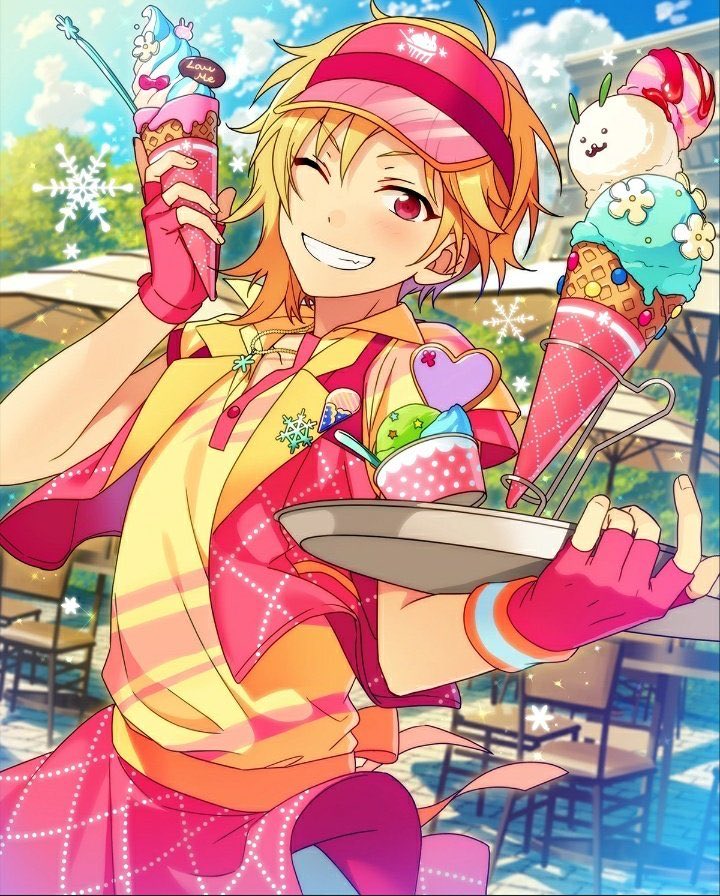 leafonawind's tweet photo. this is THE nito nazuna card

nazuna's favorite food is ice cream

his favorite color is pink

he loves to collect button badges 
and bunny accessories 

the ice cream is blue and white, ra*bits image colors!

niichan overload!!! https://t.co/Qo5yvcOf7P