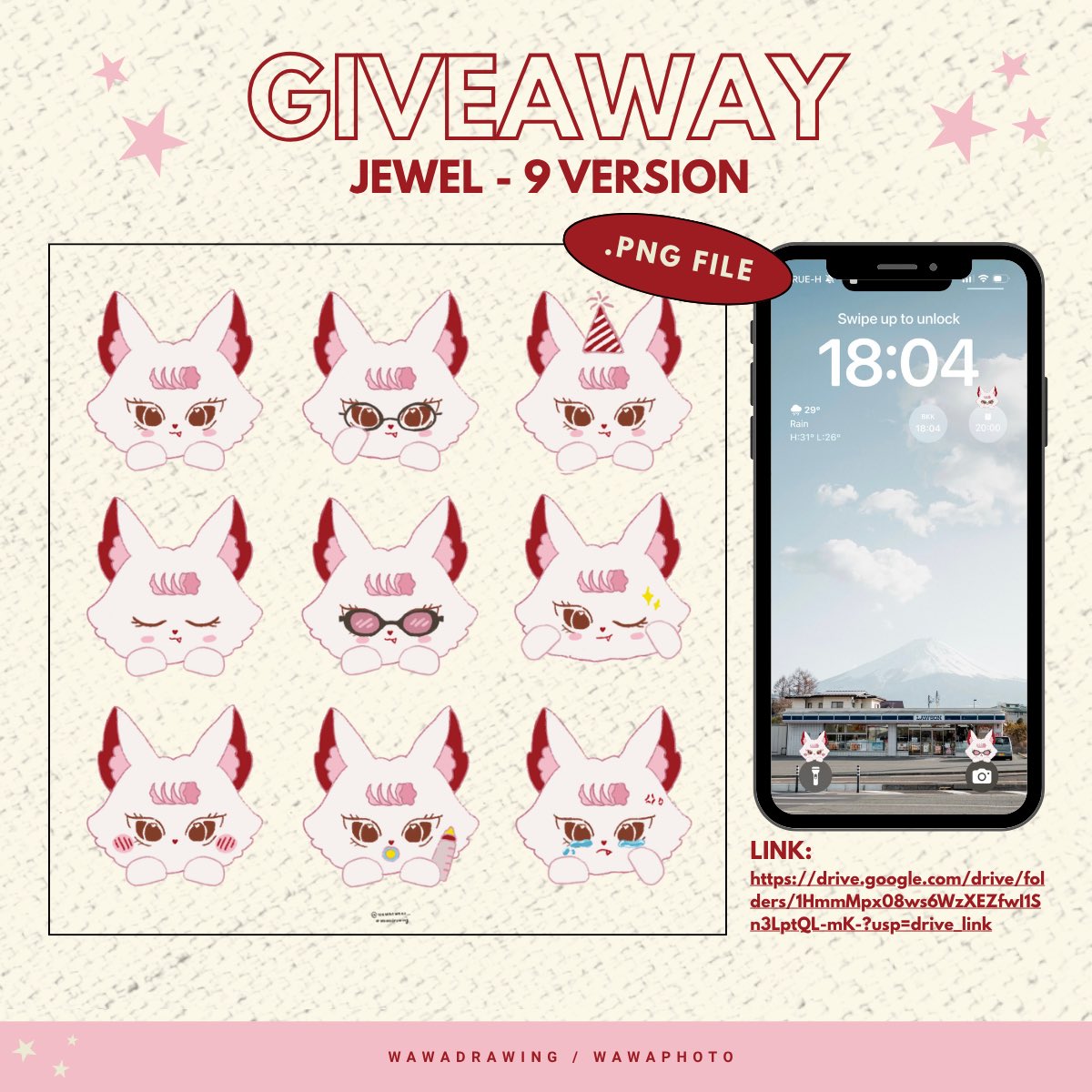 wawaawaaa_'s tweet photo. 💌 GIVEAWAY - JEWEL (.png) 9 version 

ฝากน้อง เจเวล ลูกสาว แจนจิงจิง 🤏🏻
ใครโหลดไปแปะ ไปใช้อะไร แคปมาอวดกันได้เยยยยย 

pls do not use for commercial 

— ❤️🩷 #janjingjing #jewel 
— ✍🏻 #wawadrawing https://t.co/Fm5kw7K3aX