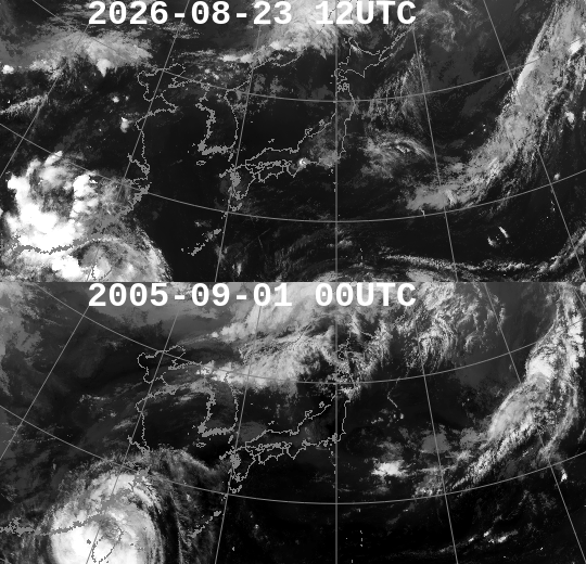 todayswxmap's tweet photo. 12UTC実況の類似天気図と赤外画像= #天気 https://t.co/kmmCOMD77L
