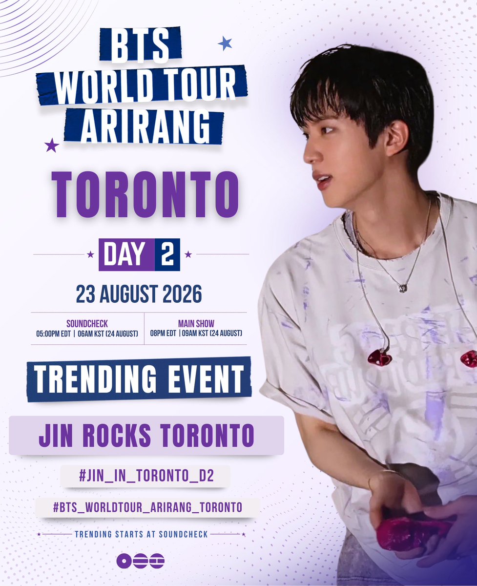 hourjinnie's tweet photo. BTS now begins their second concert in Toronto, Canada 🇨🇦 

Let’s trend 🏷️ 

JIN ROCKS TORONTO
#JIN_IN_TORONTO_D2
#BTS_WORLDTOUR_ARIRANG_TORONTO https://t.co/iPXudTBm4Z