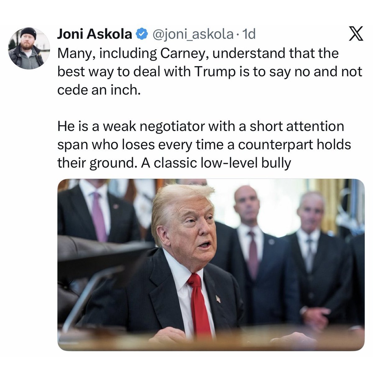 drdave1999's tweet photo. Canadians understand Trump well.

You know who else knows how to handle Trump?

Iranians. They’re playing him like a piano.

Q: So, will MAGAts figure Trump out, too?

A: No— they’re the most stupid people in history. The ones with indoor plumbing still don’t know how to flush. https://t.co/t17fbEJga3